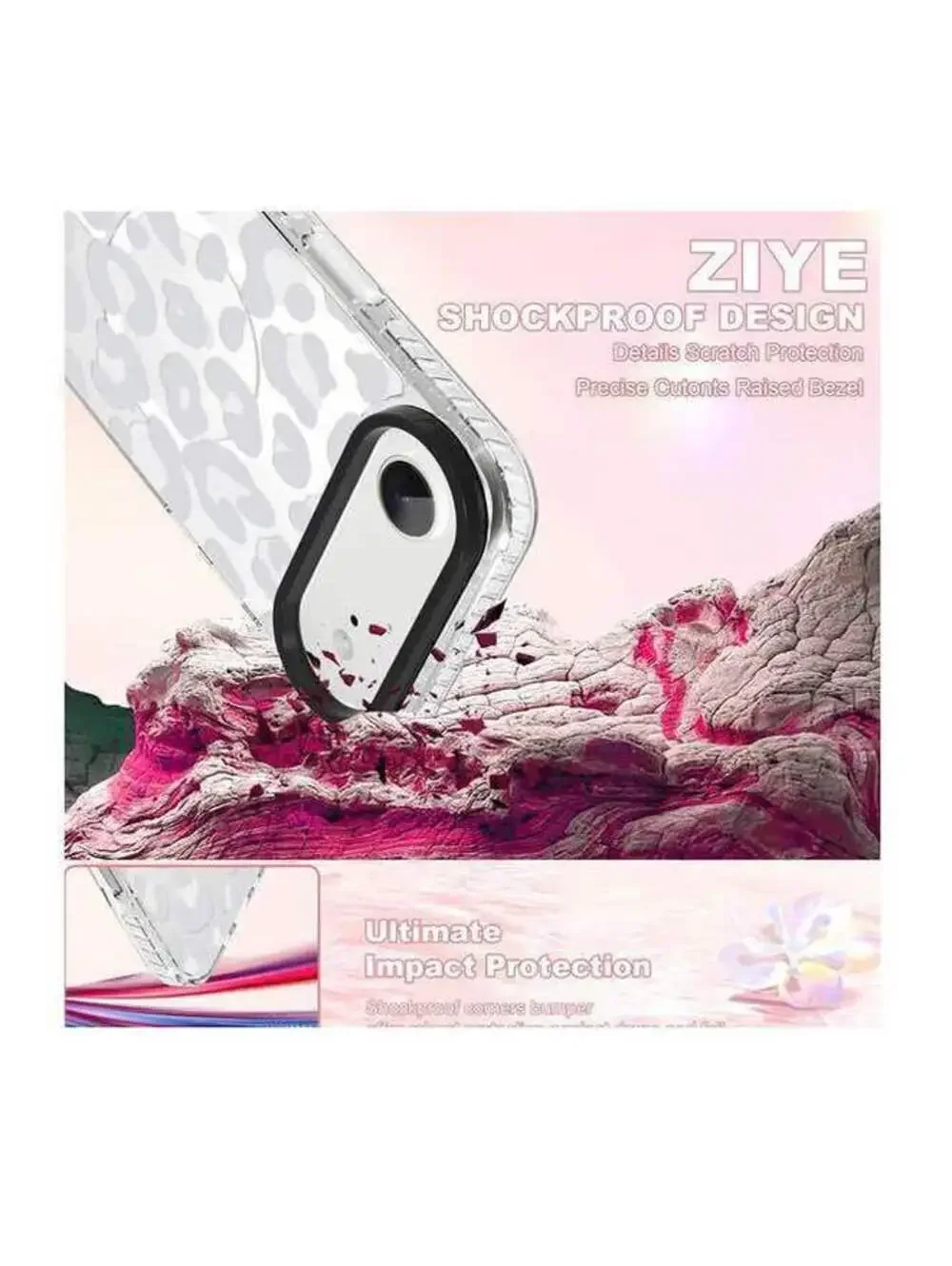 Clear Case for iPhone 17 Air, White Leopard Design